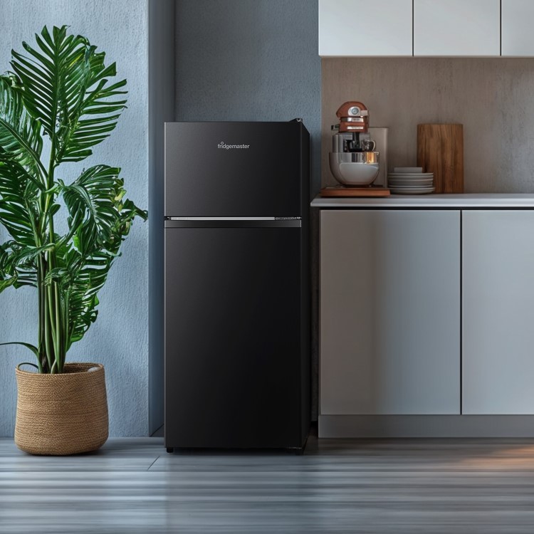 Fridgemaster 124 Litre 80/20 Top Mount Freestanding Fridge Freezer - Black