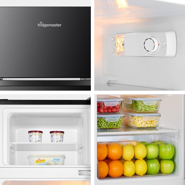 Fridgemaster 124 Litre 80/20 Top Mount Freestanding Fridge Freezer - Black