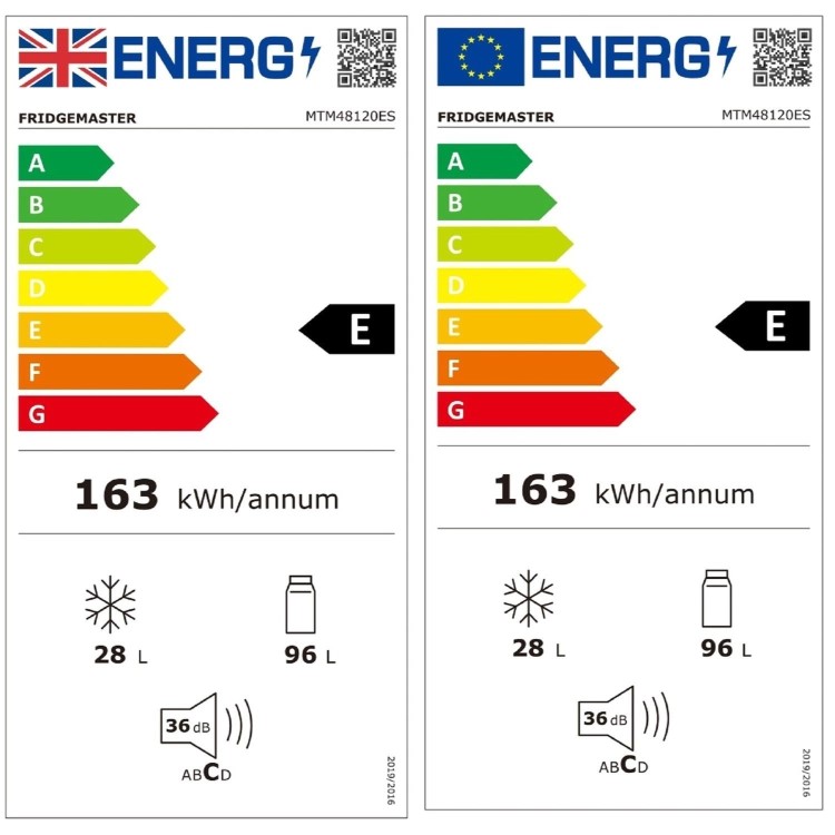 Refurbished MTM48120ES Fridgemaster 124 Litre 80/20 Freestanding Fridge Freezer - Silver