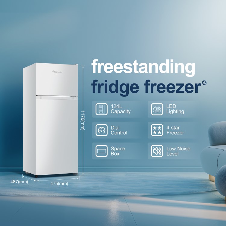 Fridgemaster 124 Litre 80/20 Top Mount Freestanding Fridge Freezer -  White