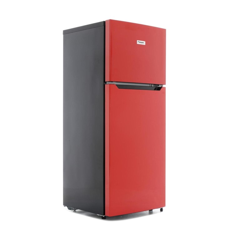 Fridgemaster MTM48120R 118x55cm A-Plus Rated Top Mount Fridge Freezer - Red And Black
