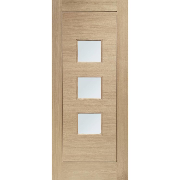 External Oak Double Glazed Turin Door with Frosted Glass - Unfinished, 2032 x 813 x 44 mm
