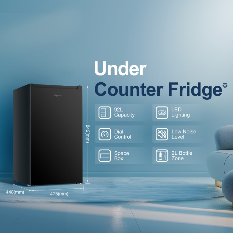 Fridgemaster 92 Litre Freestanding Under Counter Fridge - Black