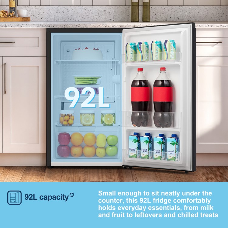 Fridgemaster 92 Litre Freestanding Under Counter Fridge - Black