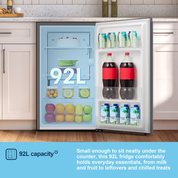 Fridgemaster 92 Litre Freestanding Under Counter Fridge - Silver