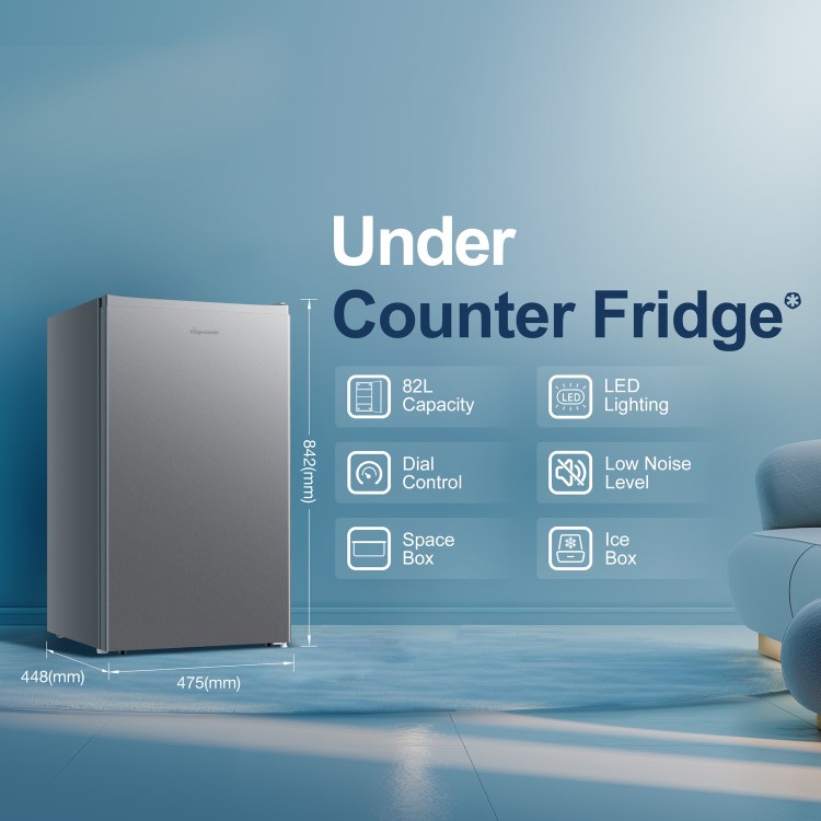 Fridgemaster 82 Litre Freestanding Under Counter Fridge - Silver