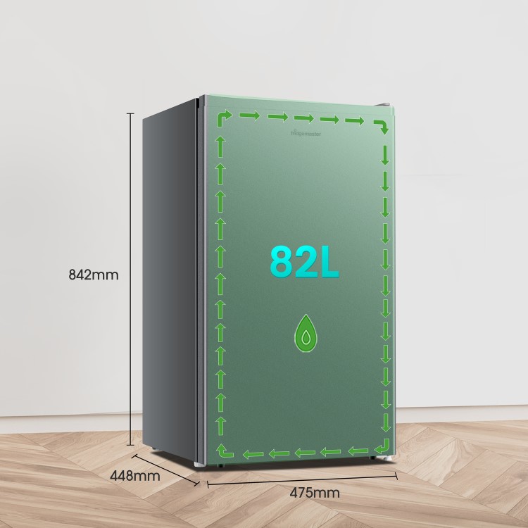 Fridgemaster 82 Litre Freestanding Under Counter Fridge - Silver