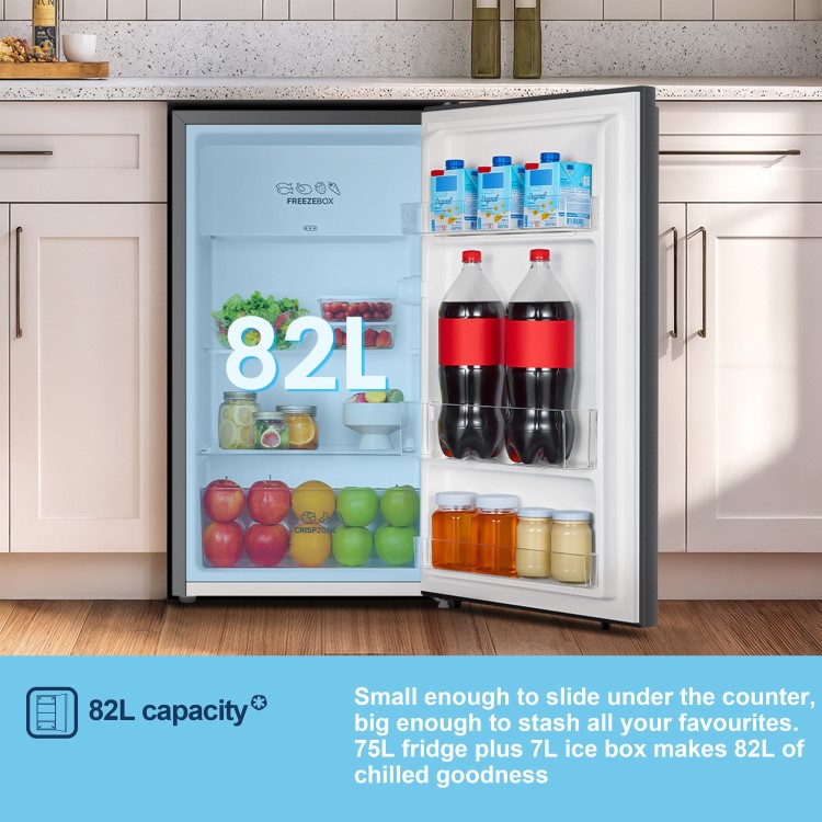 Fridgemaster 82 Litre Freestanding Under Counter Fridge - Silver