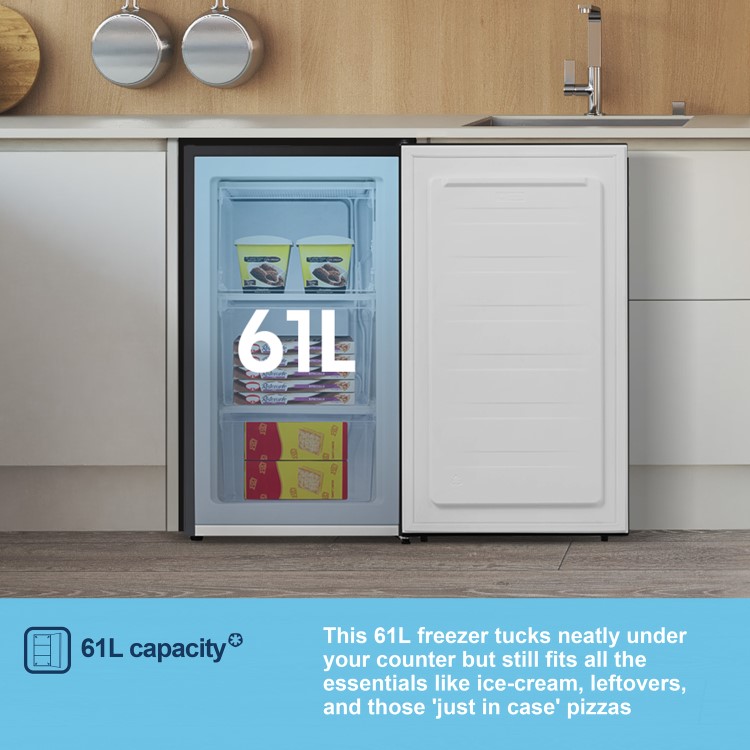 Fridgemaster 61 Litre Freestanding Under Counter Freezer - Black