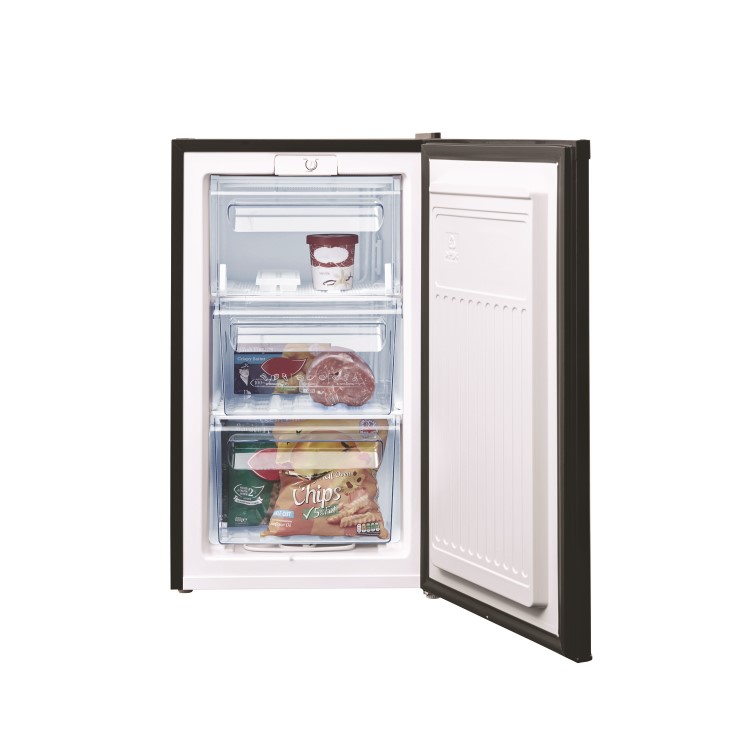 Fridgemaster MUZ4965B 50cm Wide Freestanding Upright Under Counter Freezer - Black