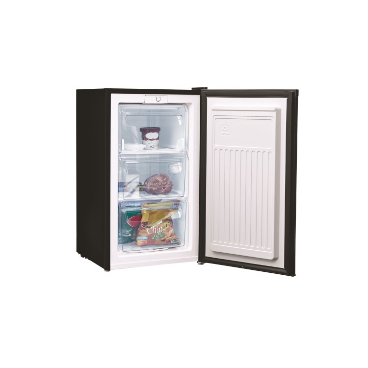 Fridgemaster MUZ4965B 50cm Wide Freestanding Upright Under Counter Freezer - Black