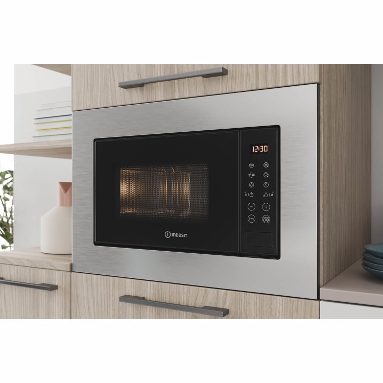Indesit Built-In 800W Microwave with Grill - Stainless Steel