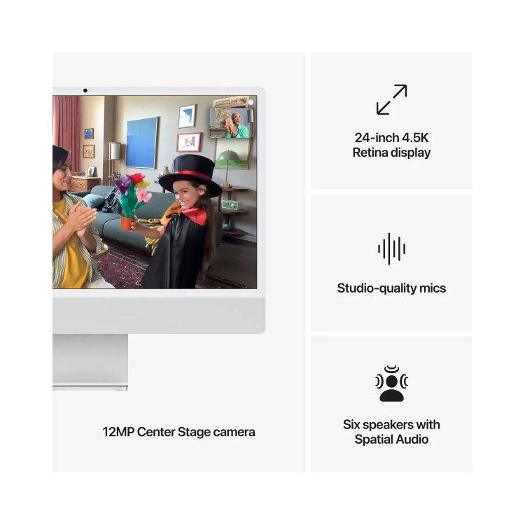 Apple iMac 2024 M4 10-Core 16GB RAM 256GB SSD 24 Inch 4.5K All-in-One PC - Silver