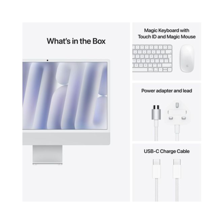 Apple iMac 2024 M4 10-Core 16GB RAM 512GB SSD 24 Inch 4.5K All-in-One PC - Silver
