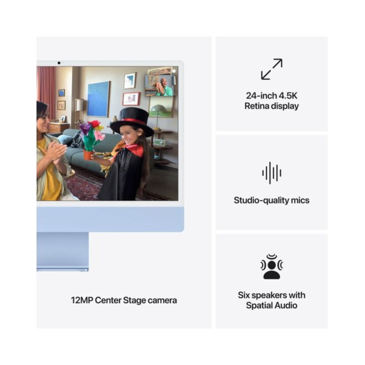 Apple iMac 2024 M4 10-Core 16GB RAM 256GB SSD 24 Inch 4.5K All-in-One PC - Blue