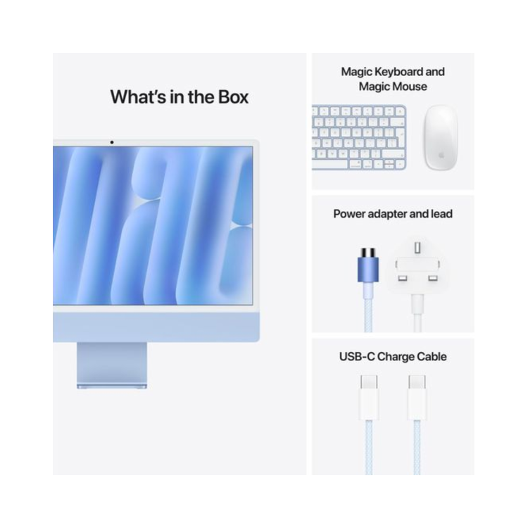 Apple iMac 2024 M4 10-Core 16GB RAM 512GB SSD 24 Inch 4.5K All-in-One PC - Blue