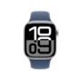 GRADE A1 - Apple Watch Series 10 GPS 42mm Silver Aluminium Case with Denim Sport Band - M/L