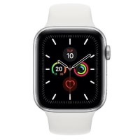 Apple Watch Series 5 GPS + Cellular 44mm Silver Aluminium Case with White Sport Band
