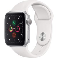 Apple Watch Series 5 GPS + Cellular 44mm Stainless Steel Case with White Sport Band Apple Watch Series 5 GPS + Cellular 44mm Stainless Steel Case with White Sport Band