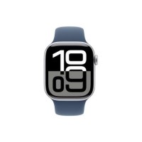 Refurbished Apple Watch Series 10 GPS + Cellular 46mm Silver Aluminium Case with Denim Sport Band - S/M