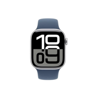 Apple Watch Series 10 GPS + Cellular 46mm Silver Aluminium Case with Denim Sport Band - M/L