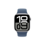 Apple Watch Series 10 GPS + Cellular 46mm Silver Aluminium Case with Denim Sport Band - M/L