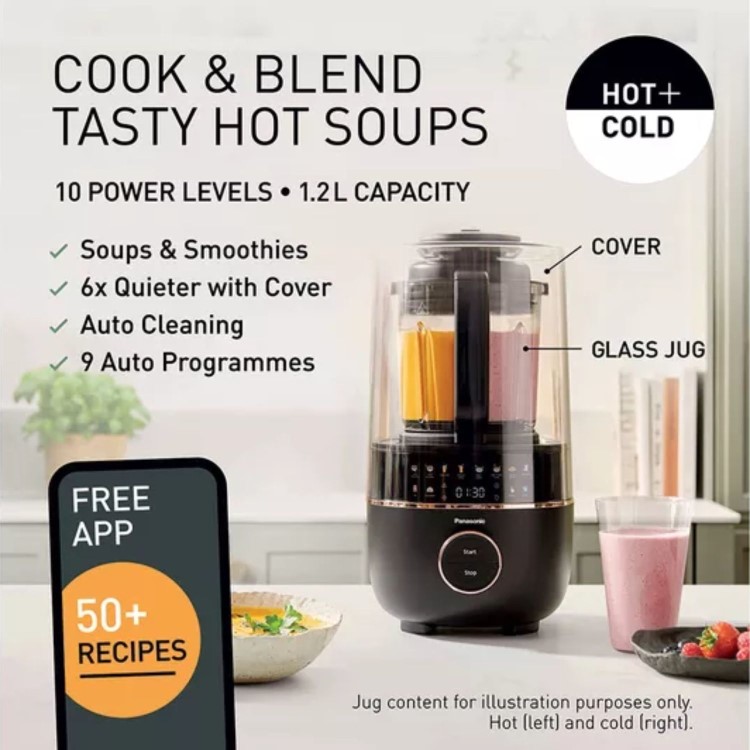 Panasonic MX-HG4401KXC Blender & Soup Maker Stainless Steel – 1000W Heated Blender Smoothie Maker & Soup Maker with Auto Programmes