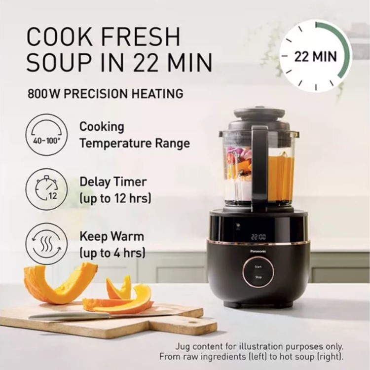 Panasonic MX-HG4401KXC Blender & Soup Maker Stainless Steel – 1000W Heated Blender Smoothie Maker & Soup Maker with Auto Programmes