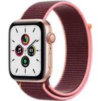 Apple Watch SE GPS + Cellular - 44mm Gold Aluminium Case with Plum Sport Loop
