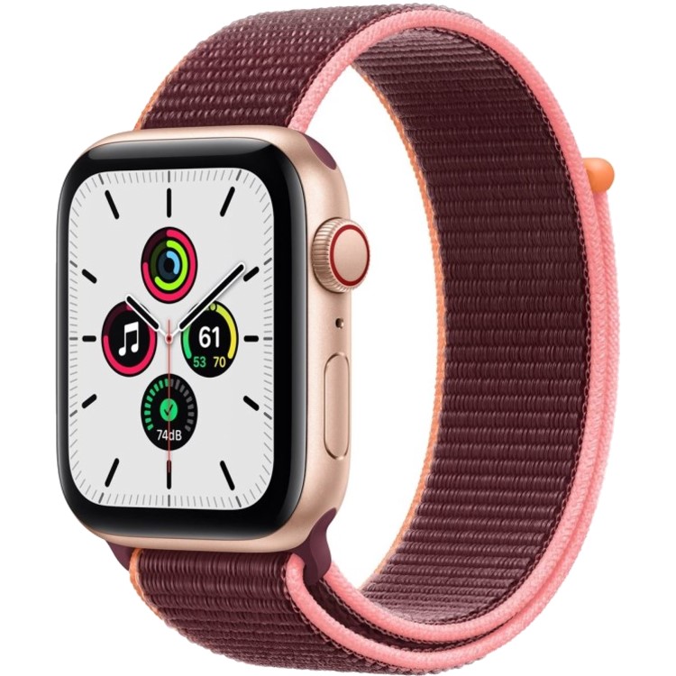 Apple Watch SE GPS + Cellular - 44mm Gold Aluminium Case with Plum Sport Loop
