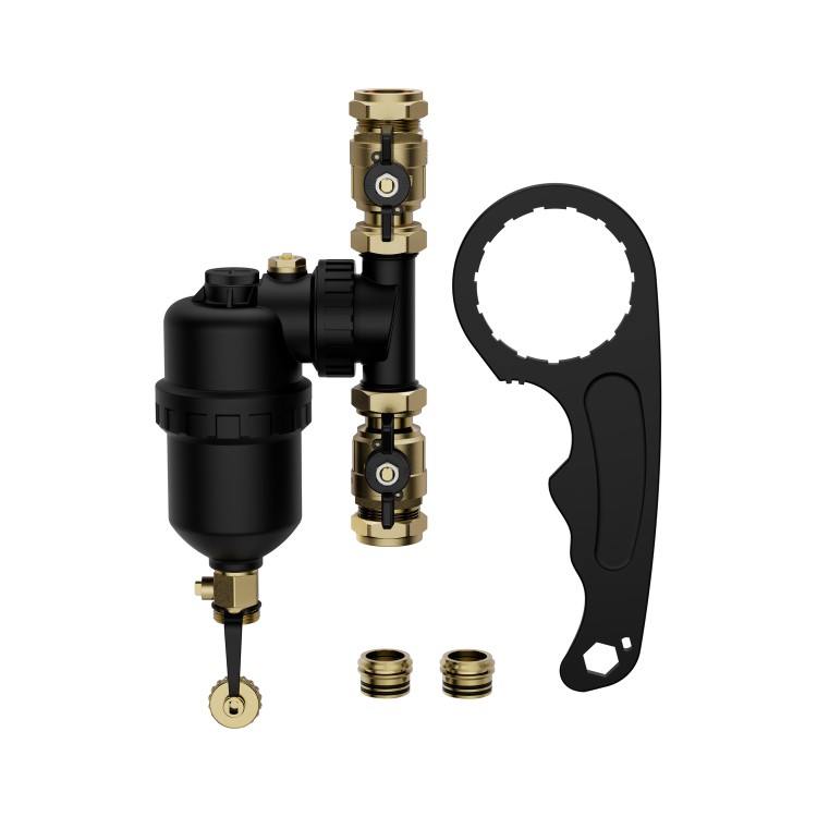 MagnaPure Central Heating Magnetic Filter Brass 22mm - Black