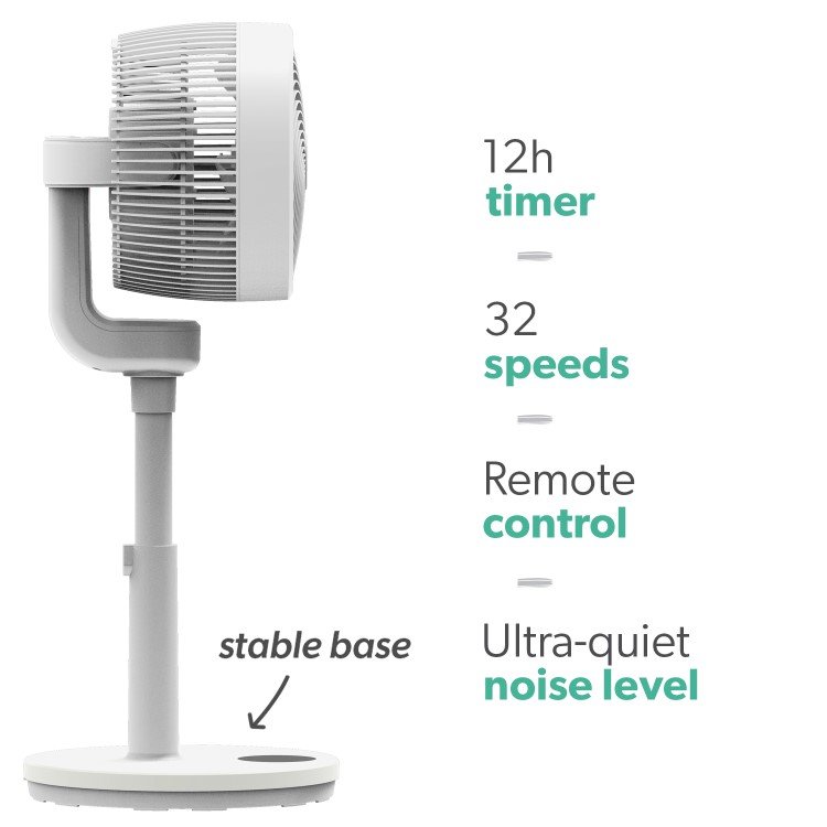 Refurbished electriQ 9 Inch Quiet Low Energy DC Oscillating Pedestal Fan - White