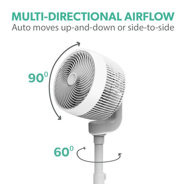 Refurbished electriQ 9 Inch Quiet Low Energy DC Oscillating Pedestal Fan - White