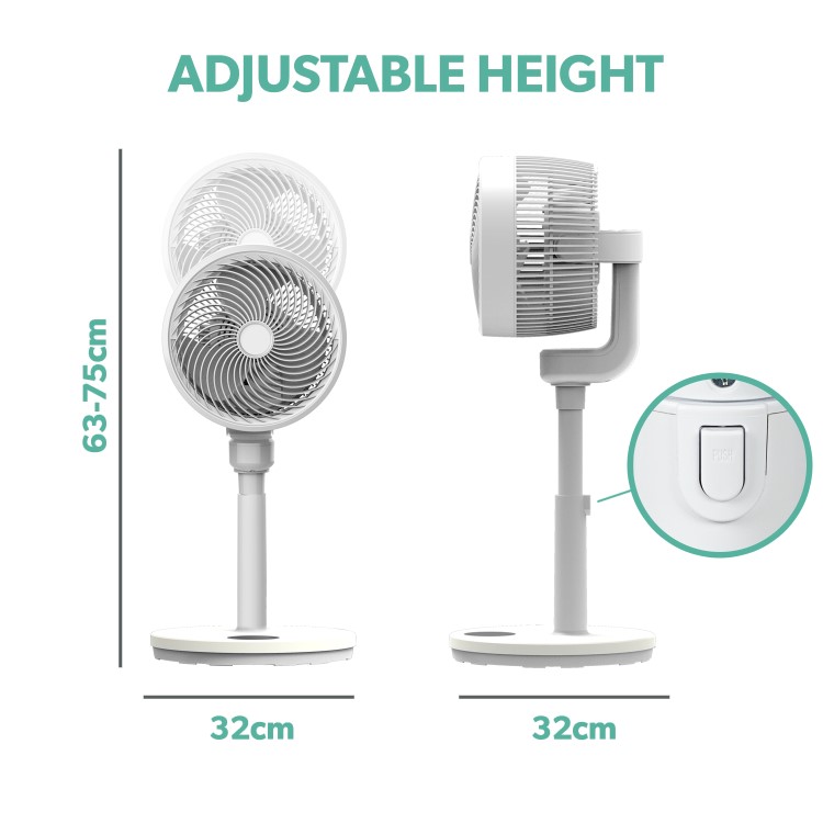 Refurbished electriQ 9 Inch Quiet Low Energy DC Oscillating Pedestal Fan - White
