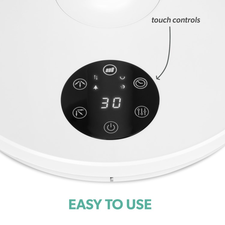 Refurbished electriQ 9 Inch Quiet Low Energy DC Oscillating Pedestal Fan - White