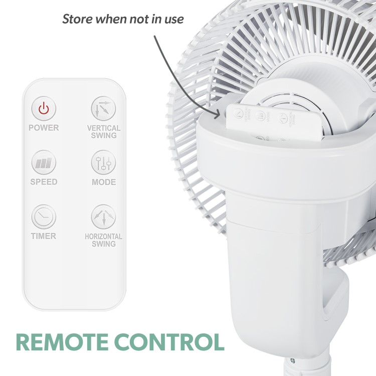 Refurbished electriQ 9 Inch Quiet Low Energy DC Oscillating Pedestal Fan - White