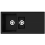 GRADE A1 - 1.5 Bowl Black Composite Kitchen Sink with Reversible Drainer-Rocklite Milton