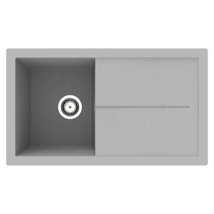 RockLite Milton Single Bowl Inset Grey Composite Kitchen Sink with Reversible Drainer