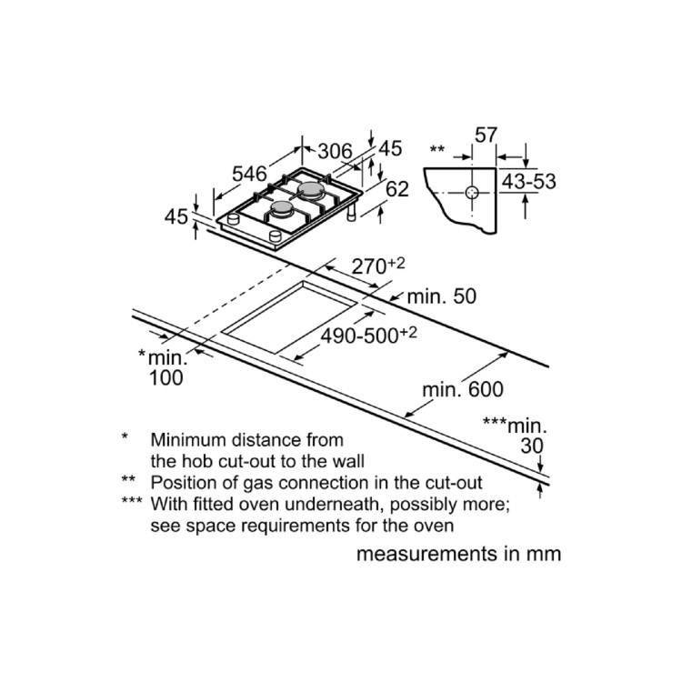 Neff N90 30cm 2 Burners Gas Hob - Black