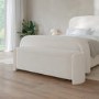 Off-White Boucle Double Ottoman Bed with Curved Headboard - Naomi