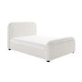 Off-White Boucle Double Ottoman Bed with Curved Headboard - Naomi