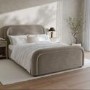 Mink Velvet King Size Ottoman Bed with Curved Headboard - Naomi
