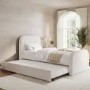 Cream Boucle Single Guest Bed with Trundle and Curved Headboard - Naomi