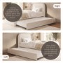 Cream Boucle Single Guest Bed with Trundle and Curved Headboard - Naomi