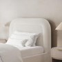 Cream Boucle Single Guest Bed with Trundle and Curved Headboard - Naomi