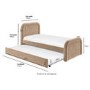 Beige Velvet Single Guest Bed with Trundle and Curved Headboard - Naomi