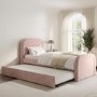 Pink Velvet Single Guest Bed with Trundle and Curved Headboard - Naomi