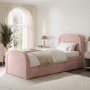 Pink Velvet Single Guest Bed with Trundle and Curved Headboard - Naomi