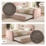 Pink Velvet Single Guest Bed with Trundle and Curved Headboard - Naomi