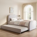 NAM006 Lilac Upholstered Single Guest Bed with Trundle and Curved Headboard - Naomi
